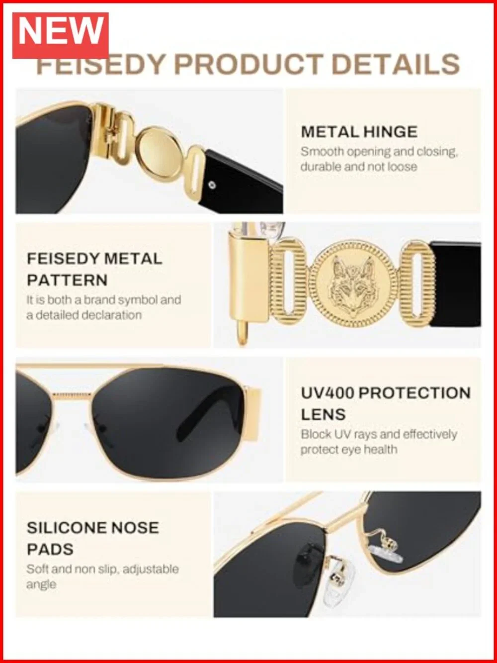 Retro Rectangle Aviator Sunglasses with Chunky Frame UV400 Protection